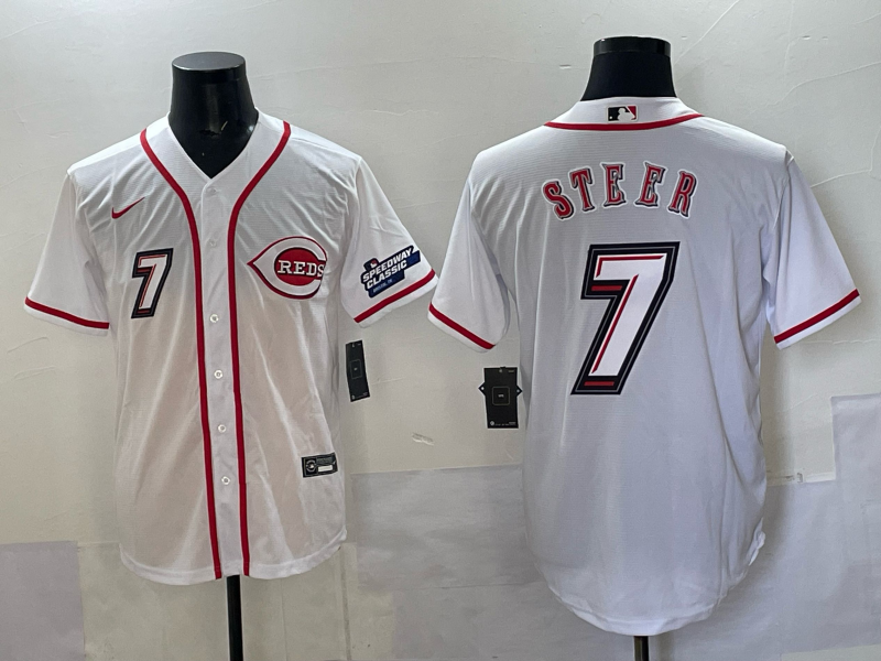 Men Cincinnati Reds #7 Steer white 2025 Nike MLB Jersey 004->cincinnati reds->MLB Jersey